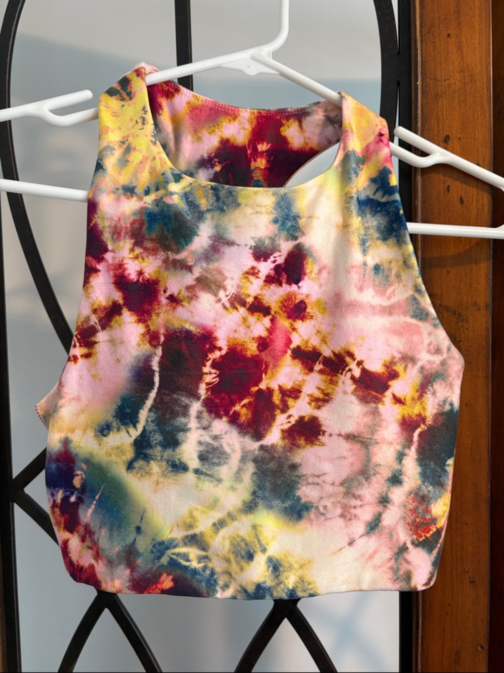 Betsey Johnson Multicolor Tie-Dye Sports Bra - Pink, Yellow, Blue, Burgundy